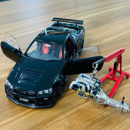 Motor Helix Nissan Skyline GT-R R34 Z-Tune Nismo 1/18 Black Pearl Diecast Model - collector edition scale model