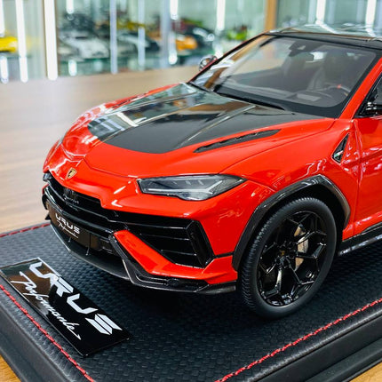 MR Collection Lamborghini Urus Performante 1:18 Rosso Arancio Resin Model - detailed die-cast style model