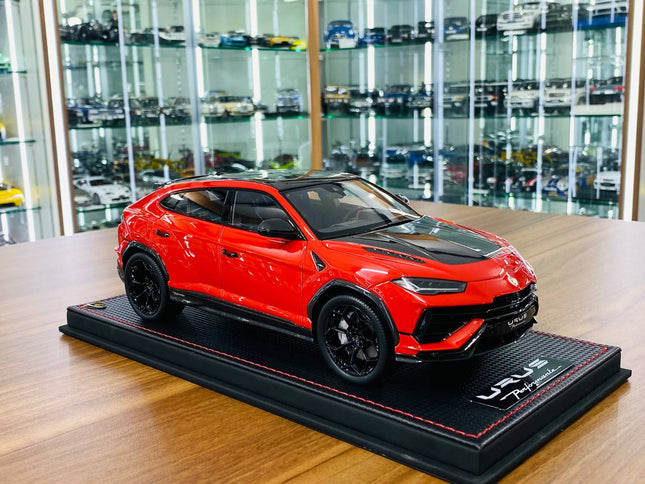 MR Collection Lamborghini Urus Performante 1:18 Rosso Arancio Resin Model - detailed collector display model