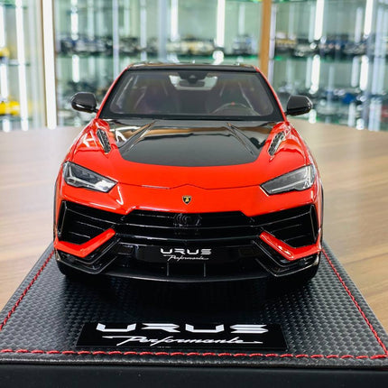 MR Collection Lamborghini Urus Performante 1:18 Rosso Arancio Resin Model - studio product photo of the scale model