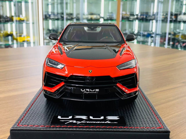 MR Collection Lamborghini Urus Performante 1:18 Rosso Arancio Resin Model - studio product photo of the scale model