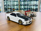MotorHelix 1:18 Nissan Skyline GT-R R34 Nismo Z-Tune Diecast Model White - detailed collector display model