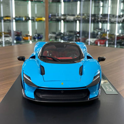 Bburago Ferrari Daytona SP3 1:18 Blue Diecast Model Car - studio product photo of the scale model