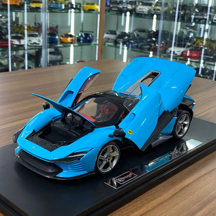 Bburago Ferrari Daytona SP3 1:18 Blue Diecast Model Car - collector edition scale model