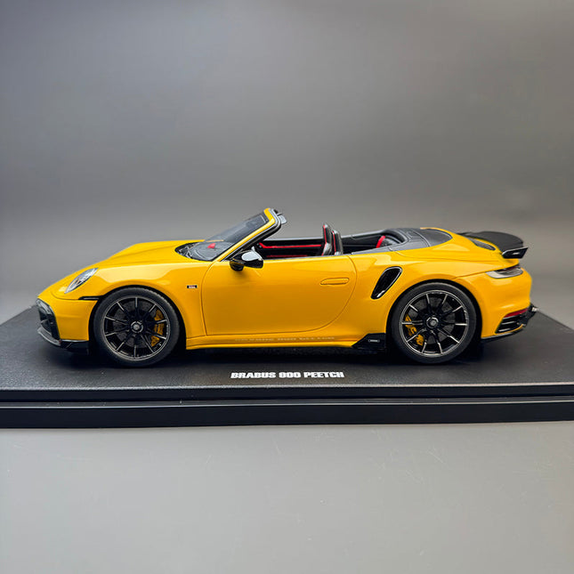 GT Spirit Brabus 911 Turbo S 992 Yellow 1:18 Resin Model Car - studio product photo of the scale model