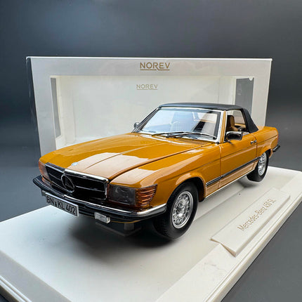Norev Mercedes-Benz 450SL – Yellow 1:18 Diecast Model Car - studio product photo of the scale model