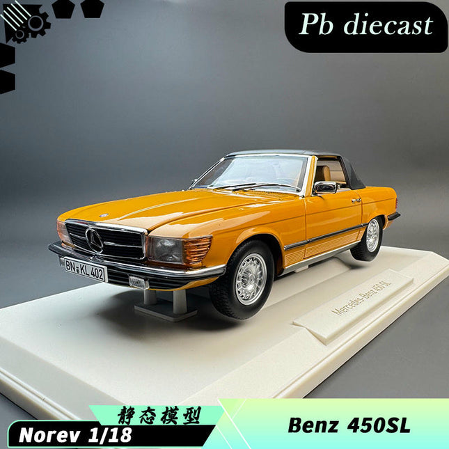 Norev Mercedes-Benz 450SL – Yellow 1:18 Diecast Model Car - detailed collector display model