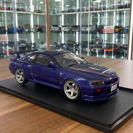 Solido Nissan GT-R R34 Skyline 1999 1:18 Dark Blue Diecast Model Car - detailed collector display model