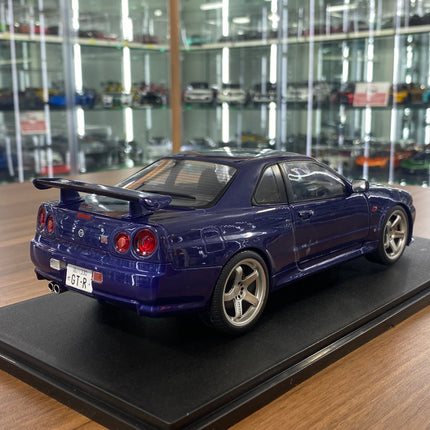 Solido Nissan GT-R R34 Skyline 1999 1:18 Dark Blue Diecast Model Car - fine detailed model replica