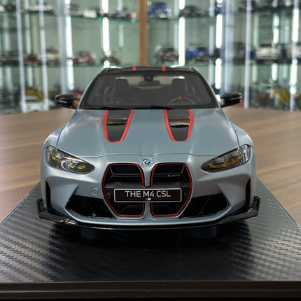 1/18 GT Spirit BMW M4 CSL (G82) Coupe Grey Model Car - studio product photo of the scale model