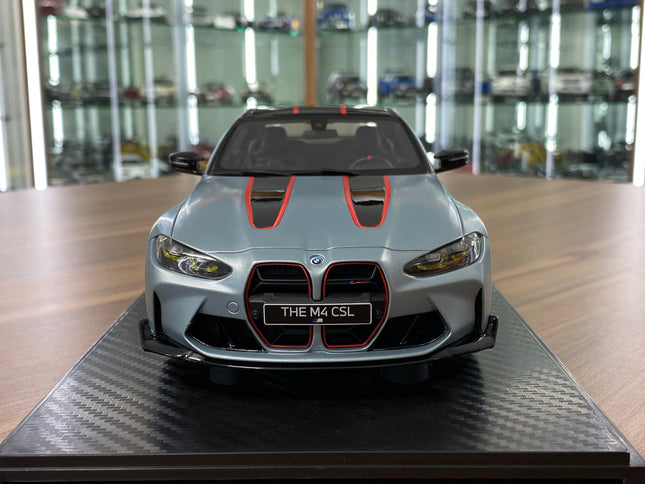1/18 GT Spirit BMW M4 CSL (G82) Coupe Grey Model Car - studio product photo of the scale model