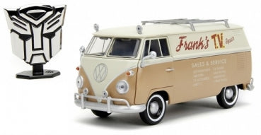 1:24 scale diecast Volkswagen van model with Frank's TV logo and collectible display badge