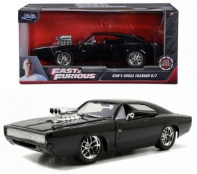 1:24 scale black diecast Dodge Charger R/T model car with Fast & Furious packaging