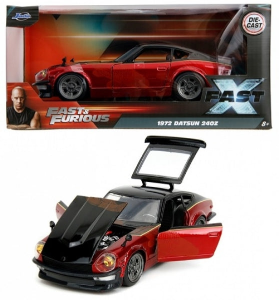 Fast & Furious 1972 Datsun 240Z 1:24 diecast model car with opening doors, hood, and trunk