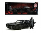 Diecast Batmobile model car with Batman action figure, black, collectible toy set