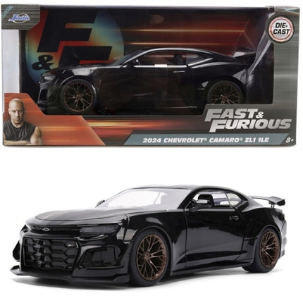 Diecast 2024 Chevrolet Camaro ZL1 1LE model car, black, Fast & Furious packaging