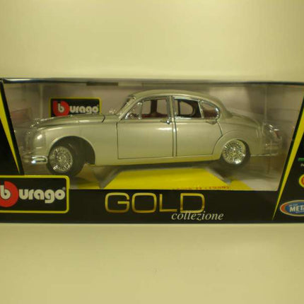 1/18 Diecast 1959 Jaguar Mark II Silver Bburago Scale Model Car - detailed collector display model