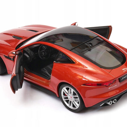 Jaguar F-Type Coupe Orange Welly 1:24 24060W Diecast Model Car Metal Collector Scale Model with Custom Plates