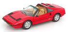Red 1:18 scale diecast model sports car with tan interior, Targa top, detailed wheels
