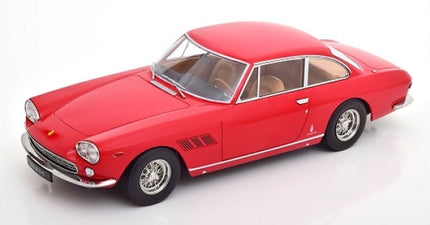 Red classic diecast model car 1:18 scale with chrome details and vintage design