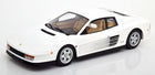 White diecast Ferrari Testarossa model car 1:18 scale with detailed interior on white background