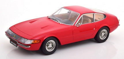 Red 1:18 scale classic diecast model car with detailed wheels and tan interior