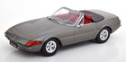 1:18 scale grey diecast convertible model car with red interior, detailed wheels, classic design