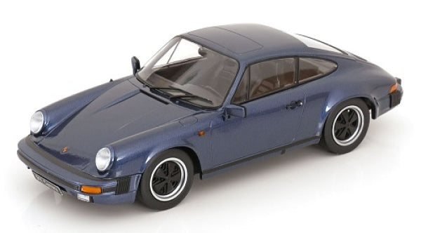 1:18 scale blue Porsche diecast model car with detailed wheels and interior