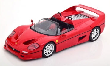 1:18 scale red Ferrari F50 diecast model car with detailed interior and spoiler on white background