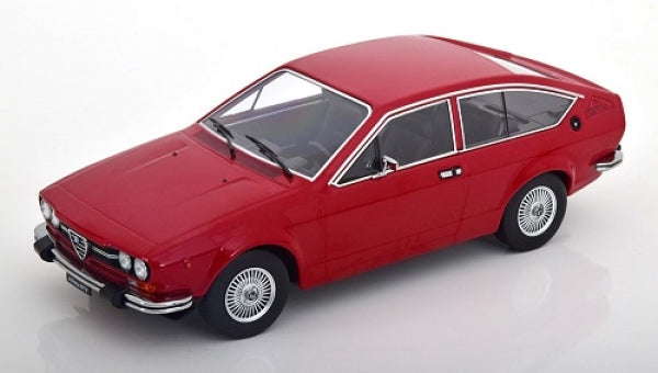 Red classic Alfa Romeo diecast model car 1:18 scale with detailed exterior, side view