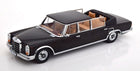 1:18 scale black diecast classic Mercedes-Benz 600 Pullman model car with beige interior