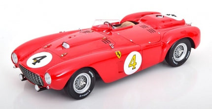 1:18 scale red diecast Ferrari race car model with number 4, vintage open-top design