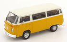 1:18 scale diecast yellow and white classic VW van model car with detailed features