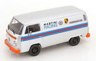 1:18 scale diecast Volkswagen van with Martini Racing and Porsche livery, white with stripes