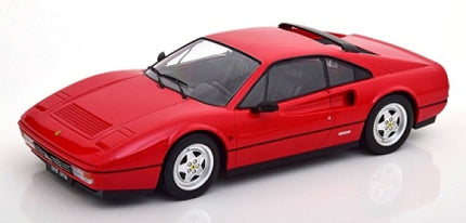 Red 1:18 scale diecast model sports car with detailed exterior, black interior and white wheels