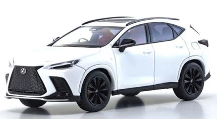 1:18 scale white diecast Lexus NX SUV model car with black wheels and detailed interior