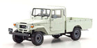 1:18 scale diecast model of classic Toyota Land Cruiser pickup truck, white, detailed replica