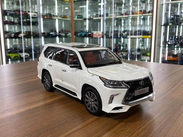 LCD Model Lexus LX570 White Full Opening 1:18 Diecast Model Car - detailed collector display model