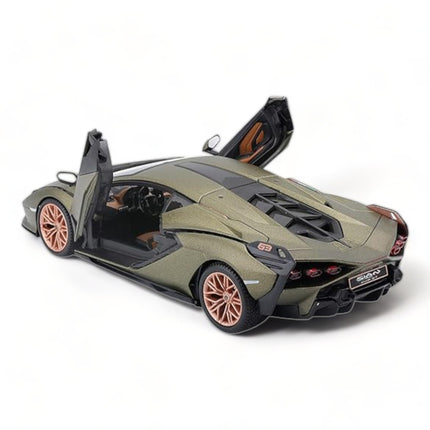 1/18 Diecast Lamborghini Sian FKP 37 Green Metallic Scale Model Car | Bburago - fine detailed model replica