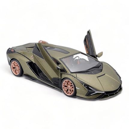 1/18 Diecast Lamborghini Sian FKP 37 Green Metallic Scale Model Car | Bburago - collectible scale model car