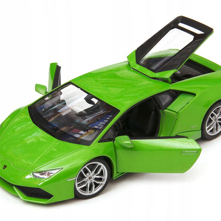 Lamborghini Huracan LP610-4 Coupe 2014 Verde Mantis Green Welly 1:24 24056 Diecast Model with Custom Plates