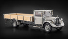 1:18 scale diecast vintage Mercedes-Benz flatbed model truck with wood panel details