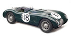 1:18 scale classic green diecast model race car with number 18 and wire wheels