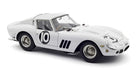 White diecast model race car with number 10, detailed wheels, and vintage styling