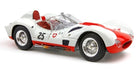 1:18 scale diecast model of a classic white and red race car with number 25 and open cockpit