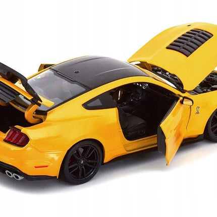 MAISTO 2020 Ford Mustang Shelby GT500 1:18 Yellow Diecast Model Car Metal Collector Replica with Custom Plates