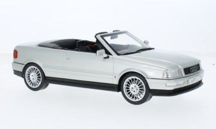 1:18 scale silver Audi convertible diecast model car with black interior