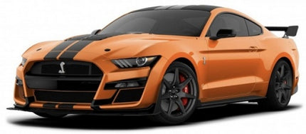 1:18 scale orange diecast sports car model with black racing stripes and rear spoiler