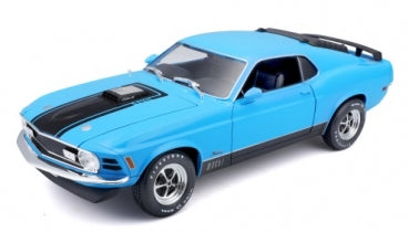 1:24 scale blue diecast muscle car model with black hood detail, classic collectible car