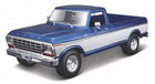 Blue and white diecast model pickup truck in 1:18 scale with realistic detailing